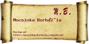 Mocsinka Borbála névjegykártya
